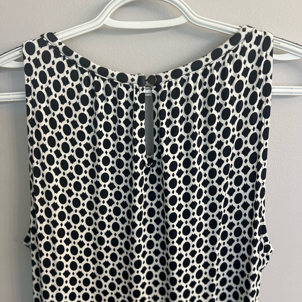 Banana Republic Geometric Black White Sleeveless Maxi Dress Sz M Classic Career - Picture 7 of 11